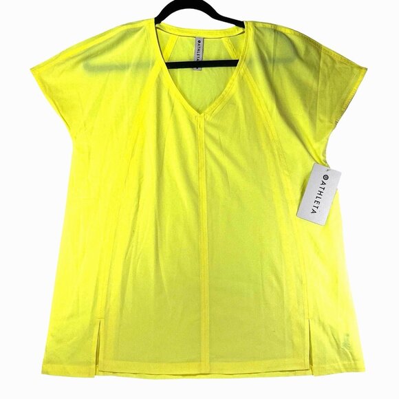 Athleta Tops - Athleta Boulevard V Neck Tee Neon Yellow MED Shirt NWT Stretchy Featherweight
